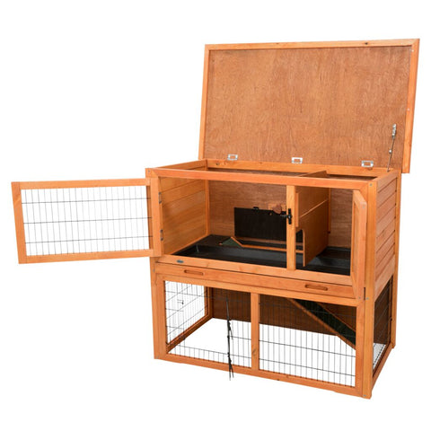 Trixie Small Animal Hutch with Enclosure – 116 × 97 × 63 cm, brown