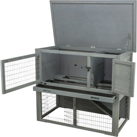 Trixie Small Animal Hutch with Enclosure – 116 × 97 × 63 cm, grey