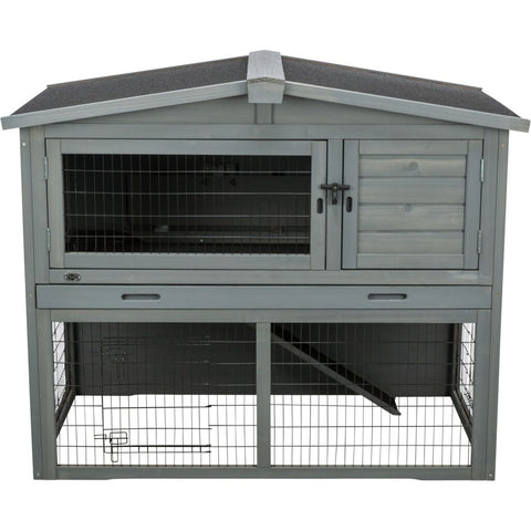Trixie Small Animal Hutch with Enclosure – 124 × 102 × 78 cm, grey