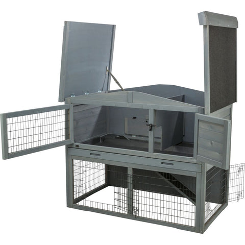Trixie Small Animal Hutch with Enclosure – 124 × 102 × 78 cm, grey