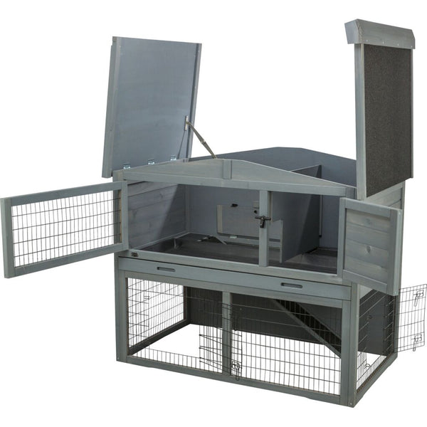 Trixie Small Animal Hutch with Enclosure – 124 × 102 × 78 cm, grey
