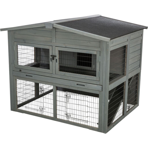 Trixie Small Animal Hutch XL with Enclosure – 135 × 115 × 112 cm, grey