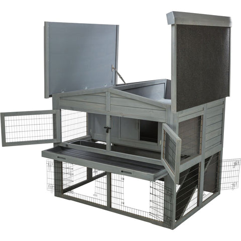 Trixie Small Animal Hutch XL with Enclosure – 135 × 115 × 112 cm, grey