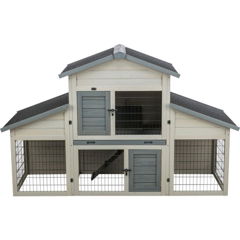 Trixie Small Animal Hutch with Enclosure – 175 × 110 × 70 cm, grey