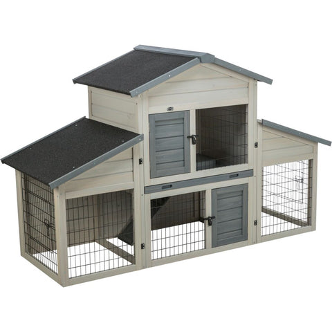 Trixie Small Animal Hutch with Enclosure – 175 × 110 × 70 cm, grey