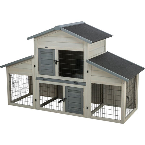 Trixie Small Animal Hutch with Enclosure – 175 × 110 × 70 cm, grey