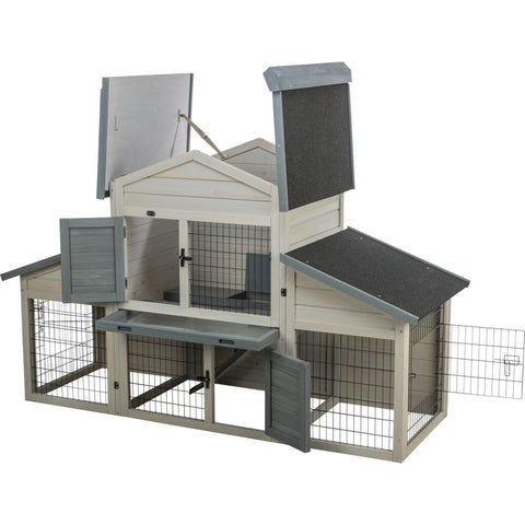 Trixie Small Animal Hutch with Enclosure – 175 × 110 × 70 cm, grey