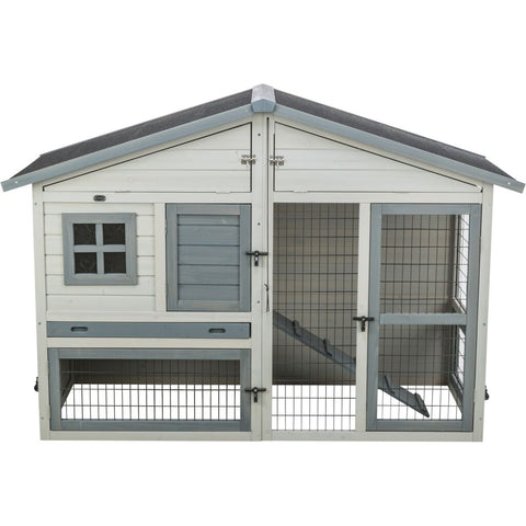 Trixie Small Animal Hutch with Enclosure – 168 × 115 × 75 cm, grey