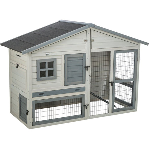 Trixie Small Animal Hutch with Enclosure – 168 × 115 × 75 cm, grey
