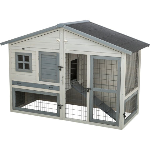 Trixie Small Animal Hutch with Enclosure – 168 × 115 × 75 cm, grey