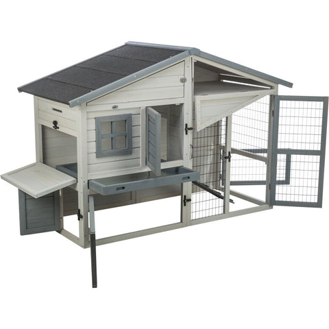 Trixie Small Animal Hutch with Enclosure – 168 × 115 × 75 cm, grey