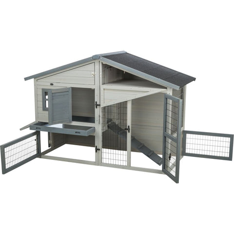 Trixie Small Animal Hutch with Enclosure – 168 × 115 × 75 cm, grey