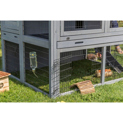 Trixie Small Animal Hutch XL with Enclosure – 135 × 115 × 112 cm, grey