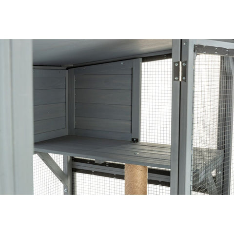 Trixie Outdoor cat enclosure with cave, lying areas and jute post – 181 × 169 × 88 cm, grey