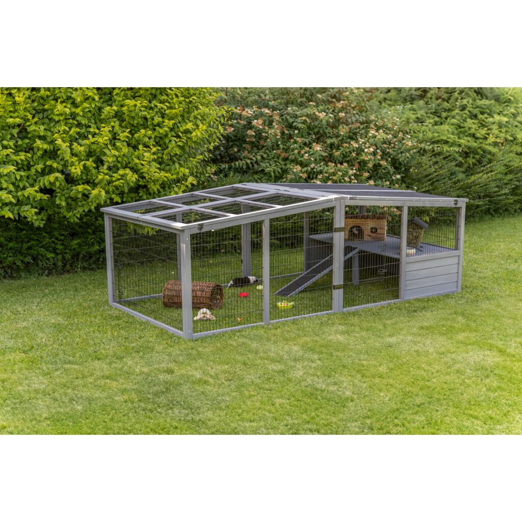 Trixie Outdoor Run XL with Cover – 233 × 79 × 116 cm, grey