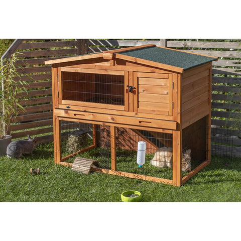 Trixie Small Animal Hutch with Enclosure – 124 × 102 × 78 cm, brown