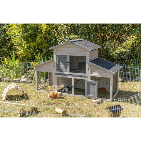 Trixie Small Animal Hutch with Enclosure – 175 × 110 × 70 cm, grey