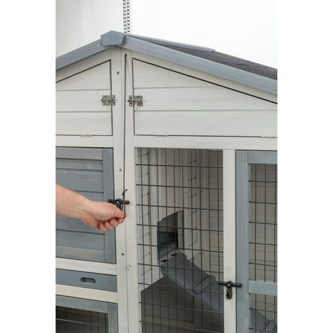 Trixie Small Animal Hutch with Enclosure – 168 × 115 × 75 cm, grey