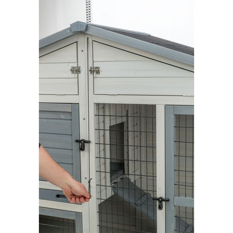Trixie Small Animal Hutch with Enclosure – 168 × 115 × 75 cm, grey