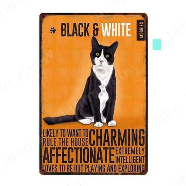 Black & White Cat Tin Sign
