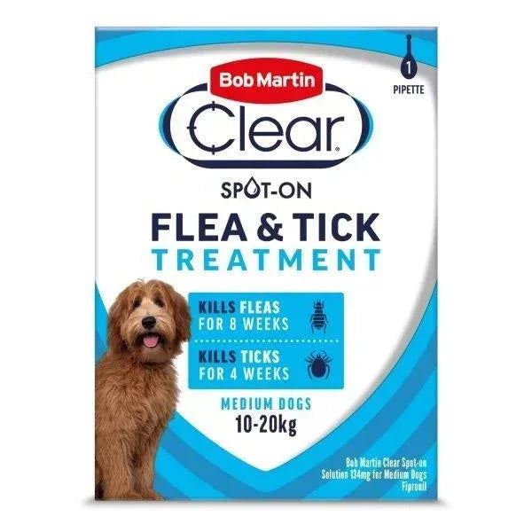 Bob Martin Clear Spot On Flea & Tick Treatment Medium Dog (10-20kg) 1 pipette