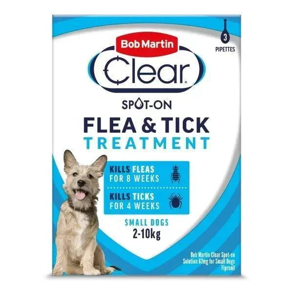Bob Martin Clear Spot On Flea & Tick Treatment Small Dog (2-10kg) 3 pipettes