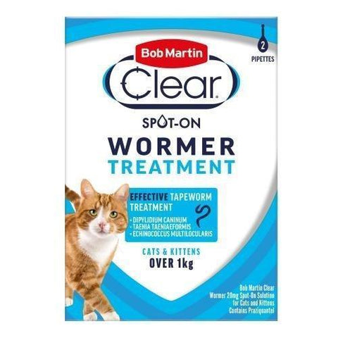 Bob Martin Clear Spot On Wormer for Cats & Kittens 2 Pipettes