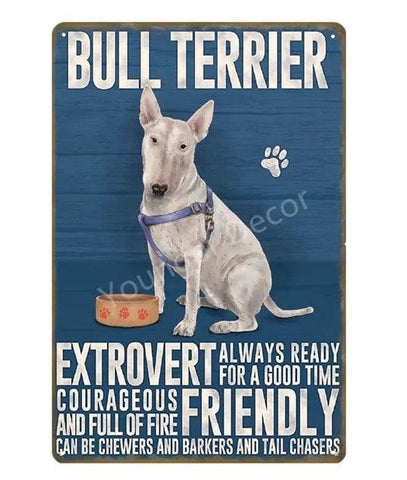 Bull Terrier Dog Tin Sign