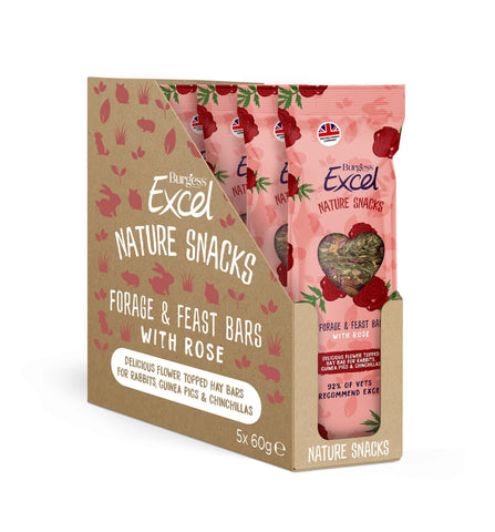 Burgess Excel Nature Snacks Forage & Feast Rose Bars 5 x 60g