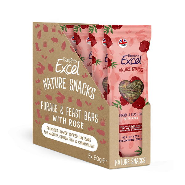 Burgess Excel Nature Snacks Forage & Feast Rose Bars 5 x 60g