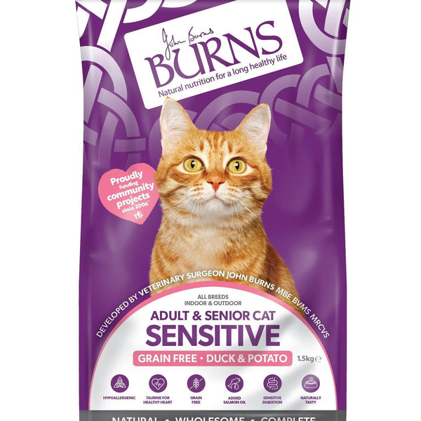 Burns Sensitive Cat Grain Free Duck & Pot