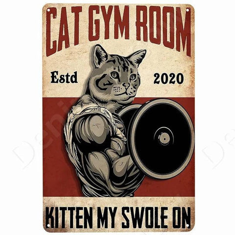 Cat Gym Room Tin Sign