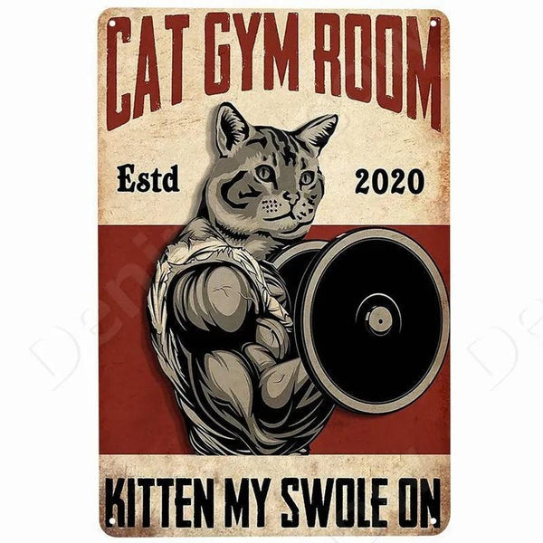 Cat Gym Room Tin Sign