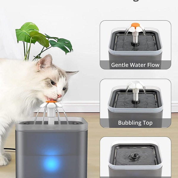 Cat Water Fountain with LED Light and Activated Carbon Filter, 2L