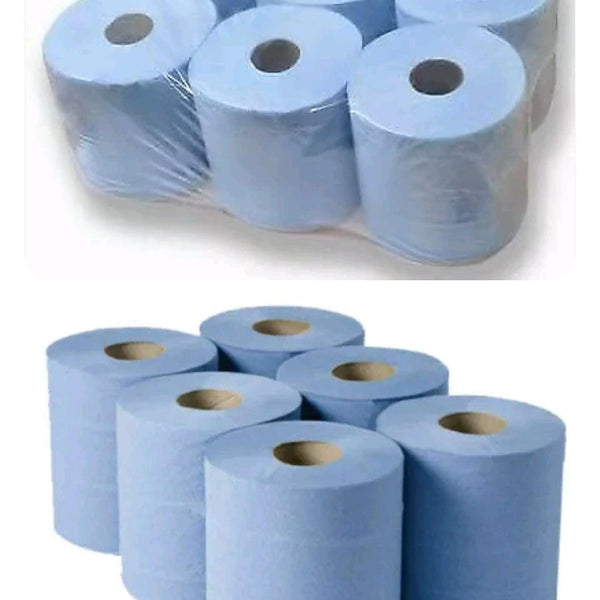 Centrefeed Blue Roll Paper Wipes 6 Pack