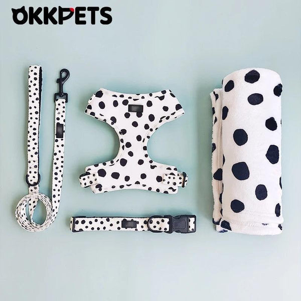 Cow Print Dog Set - Collar, Lead & Harness 3 in 1