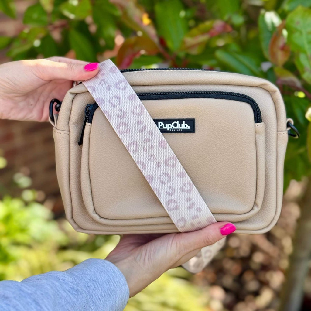 Crossbody Dog Walking Bag - Vegan Leather Tan