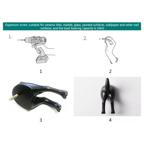 Dog Butt Hook Hanger (Set of 4)