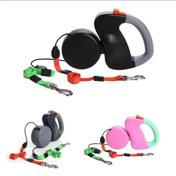 Double Dog Anti Twist Extendable Lead - No More Tangle!