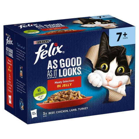 Felix Pouch As Good As It Looks Senior Meat in Jelly 4 x 12 x 100g