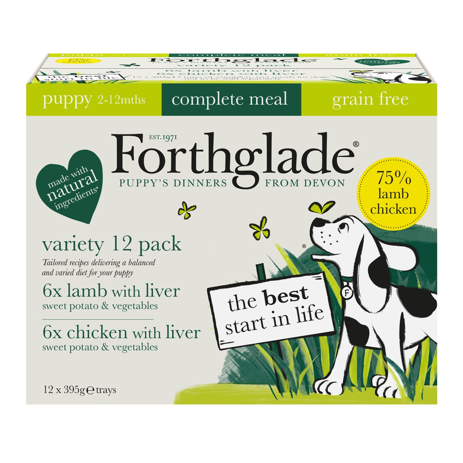 Forthglade Puppy Complete Grain Free Variety with Liver & Veg Trays 395g x 12