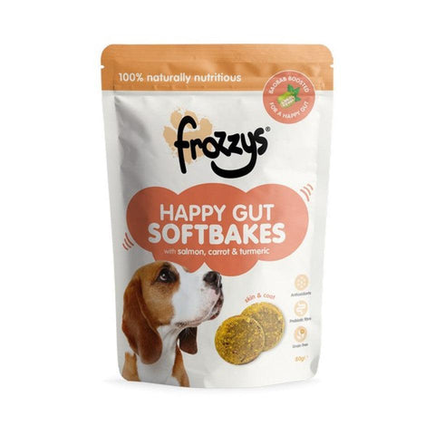 Frozzys Happy Gut Softbakes Boosted with BAOBAB - Salmon, Carrot & Tumeric Flavour 80g