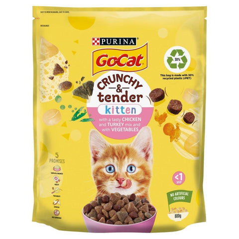 Go-Cat Crunchy & Tender Kitten Chicken, Turkey & Veg 800g