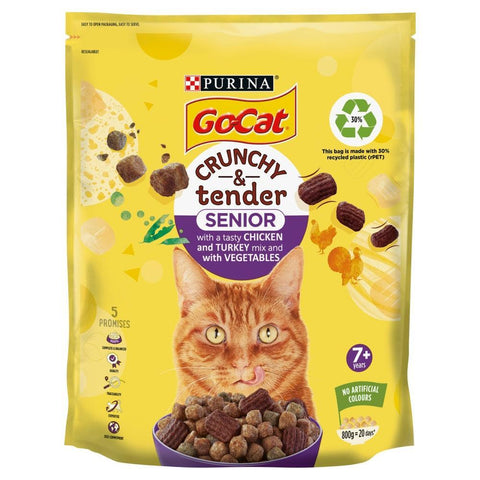Go-Cat Crunchy & Tender Senior Chicken Turkey & Veg  800g