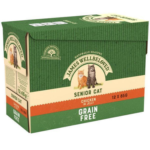 James Wellbeloved Senior Cat Grain Free Chicken in Jelly Pouches  12 x 85g