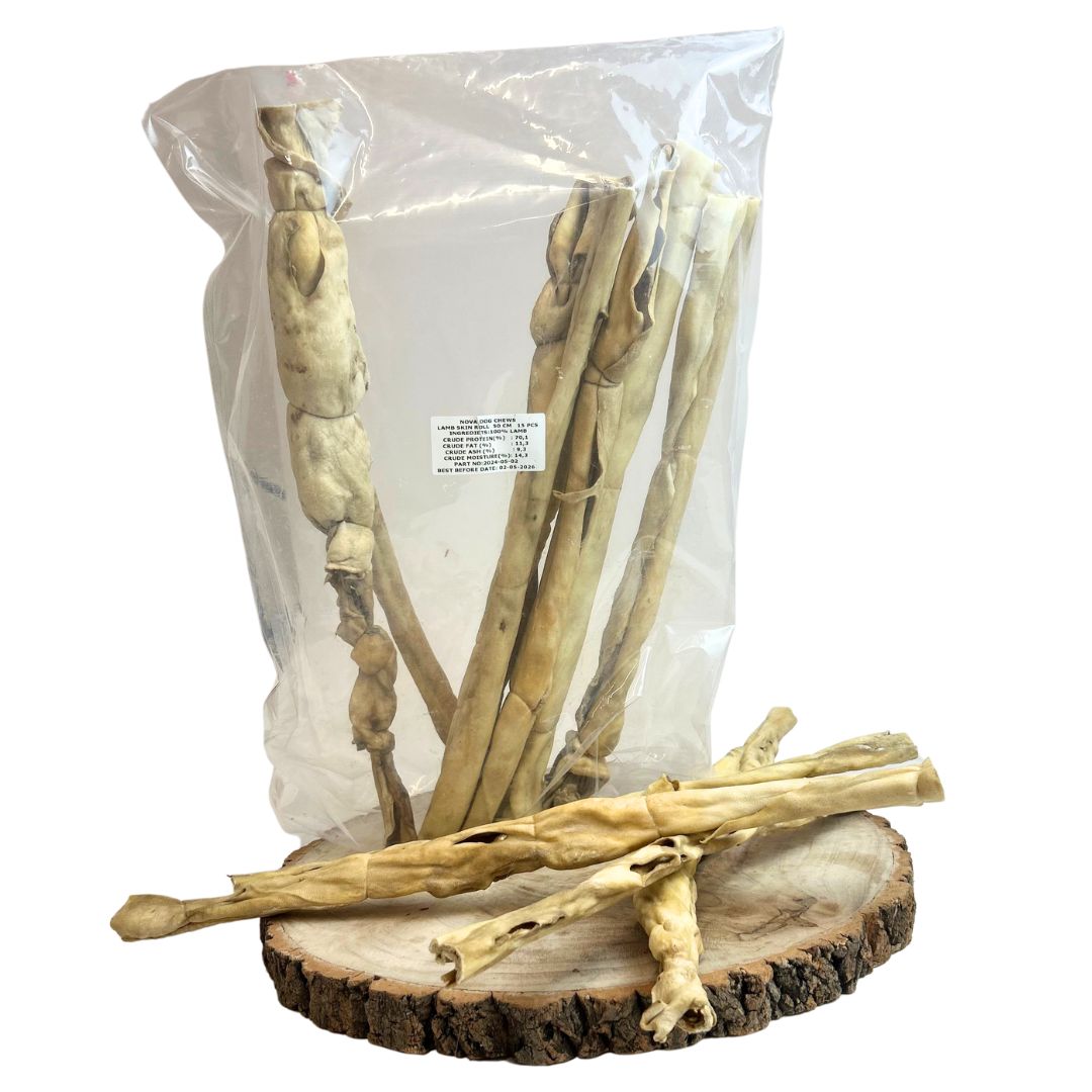 Nova Dog Chews Lamb Skin Roll (50cm) — Case of 15