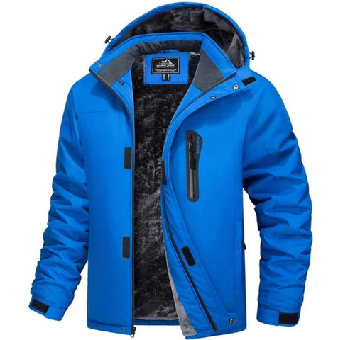MAGCOMSEN Men's Fleece Thicken Jackets Waterproof Shell Hooded Coats Multi-pockets Winter Hiking Skiing Travel Jacket