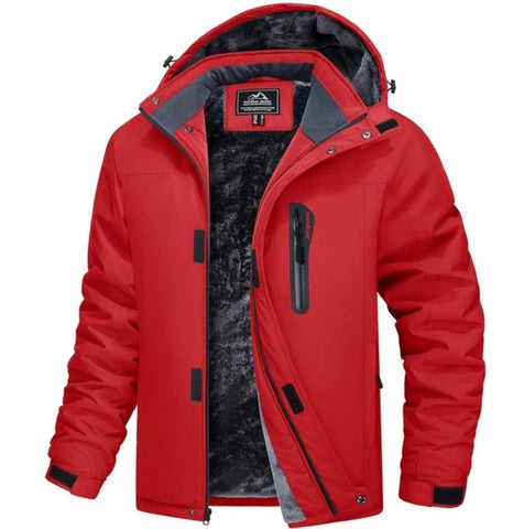 MAGCOMSEN Men's Fleece Thicken Jackets Waterproof Shell Hooded Coats Multi-pockets Winter Hiking Skiing Travel Jacket