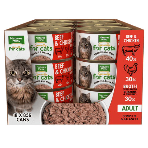 Natures Menu Cat Beef & Chicken Tins 18x85g