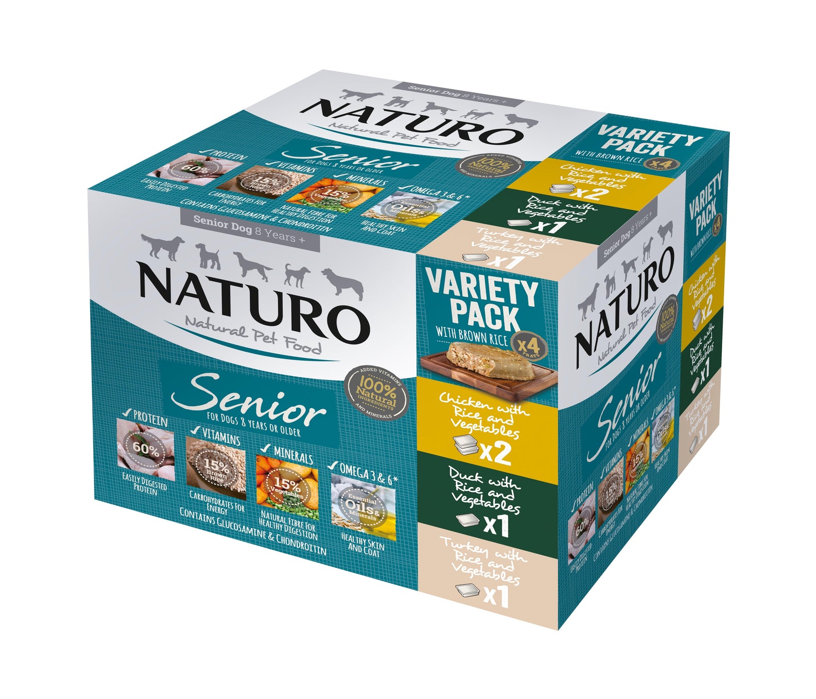 Naturo Senior Variety with Rice & Veg Trays 4x400g